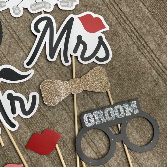 Fun & Silly Wedding Photobooth Stick Accessories (24 Pieces Total) - Picture 5 of 9